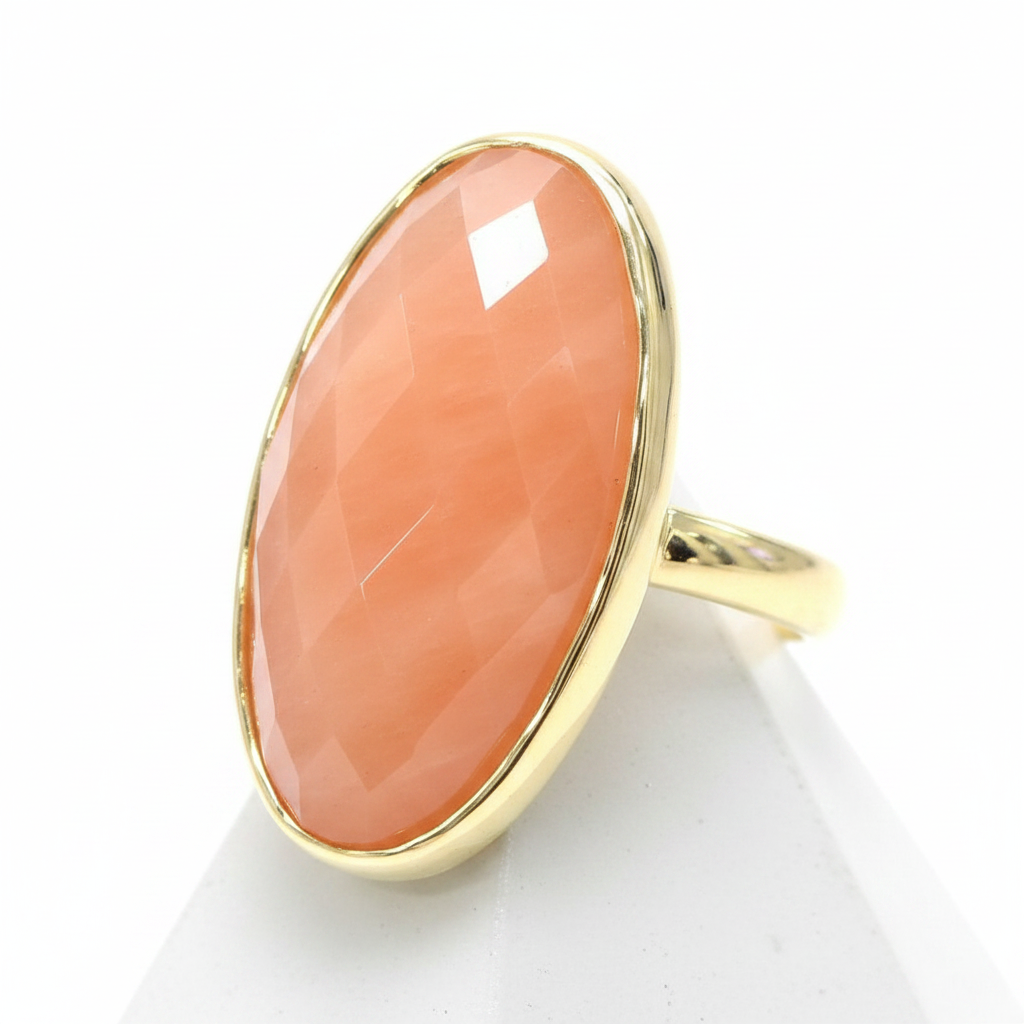 Connie Craig Carroll Jewelry Ella Carnelian Oval Elongated Hammered Ring, Size 6