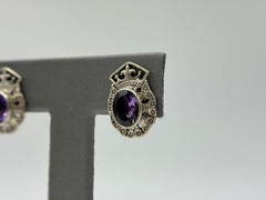 Nicky Butler Sterling Silver Oval Amethyst Stud Earrings.