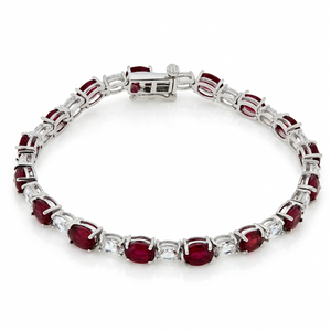 Colleen Lopez Sterling Silver Red Ruby & White Zircon Tennis Bracelet, 7-1/4"