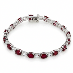Colleen Lopez Sterling Silver Red Ruby & White Zircon Tennis Bracelet, 7-1/4"