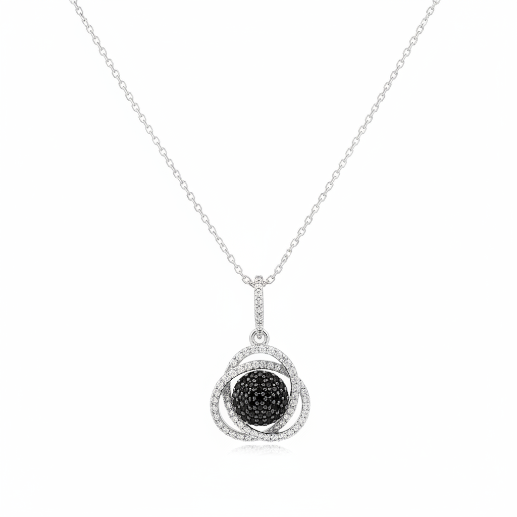 HSN 0.33ctw Black and White Diamond Sterling Silver Pendant Necklace, 16"