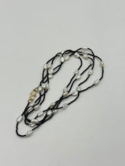 Rarities Sterling Silver Goldclad Black Spinel & Pearl Necklace, 54"