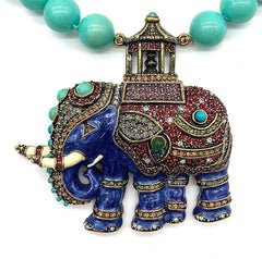 Heidi Daus "Parade" Beaded Crystal & Enamel Elephant Necklace, 18"