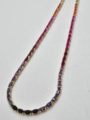 Absolute Sterling Silver Goldclad Simulated Colors of Sapphire Rainbow Line Necklace, 18"