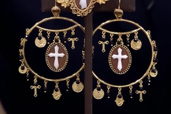 Cameo Italiano Hand Carved Cameo and CZ Sacred Charm Earrings