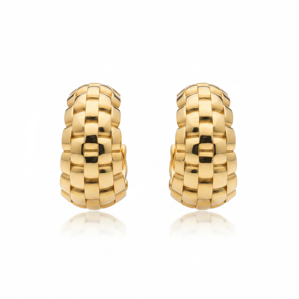 Bellezza Bronze Puffed "pantherchain" Luxe Hoop Earrings