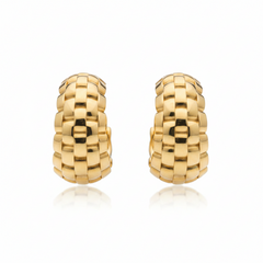 Bellezza Bronze Puffed "pantherchain" Luxe Hoop Earrings
