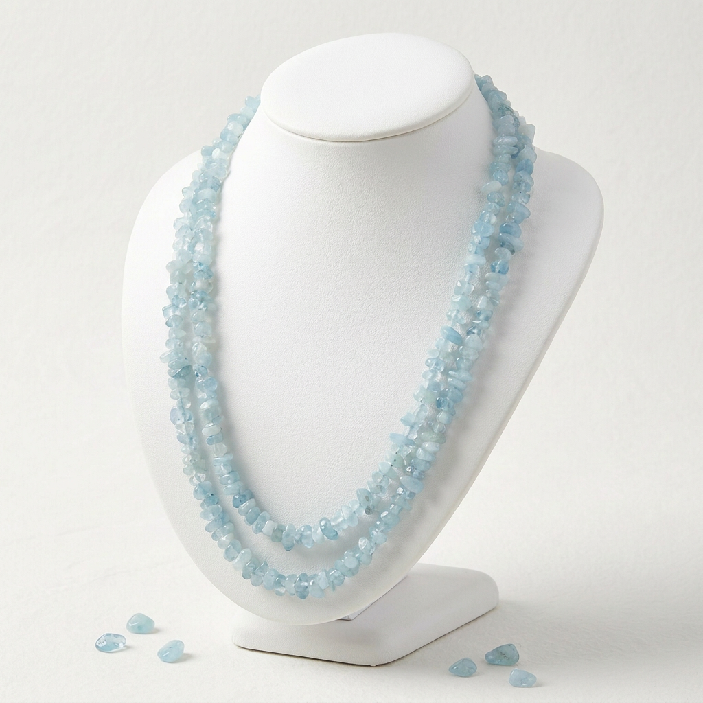 Colleen Lopez Sterling Silver Aquamarine Beaded Necklace, 60"
