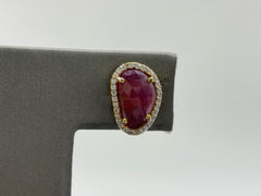 HSN Sterling Silver Goldclad Faceted Ruby Stud Earrings.
