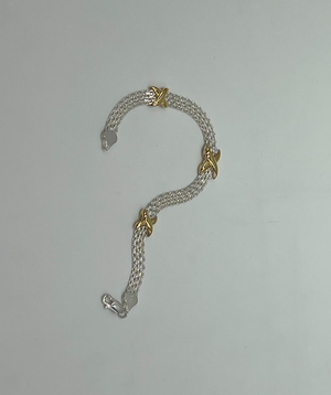 QVC Sterling Silver Two-tone "X" Mesh Bracelet, 8"