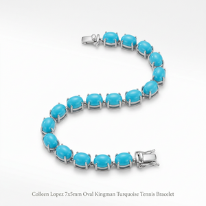 Colleen Lopez 7x5mm Oval Kingman Turquoise Tennis Bracelet,  8"