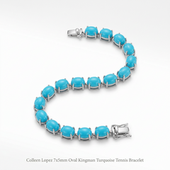 Colleen Lopez 7x5mm Oval Kingman Turquoise Tennis Bracelet,  8"