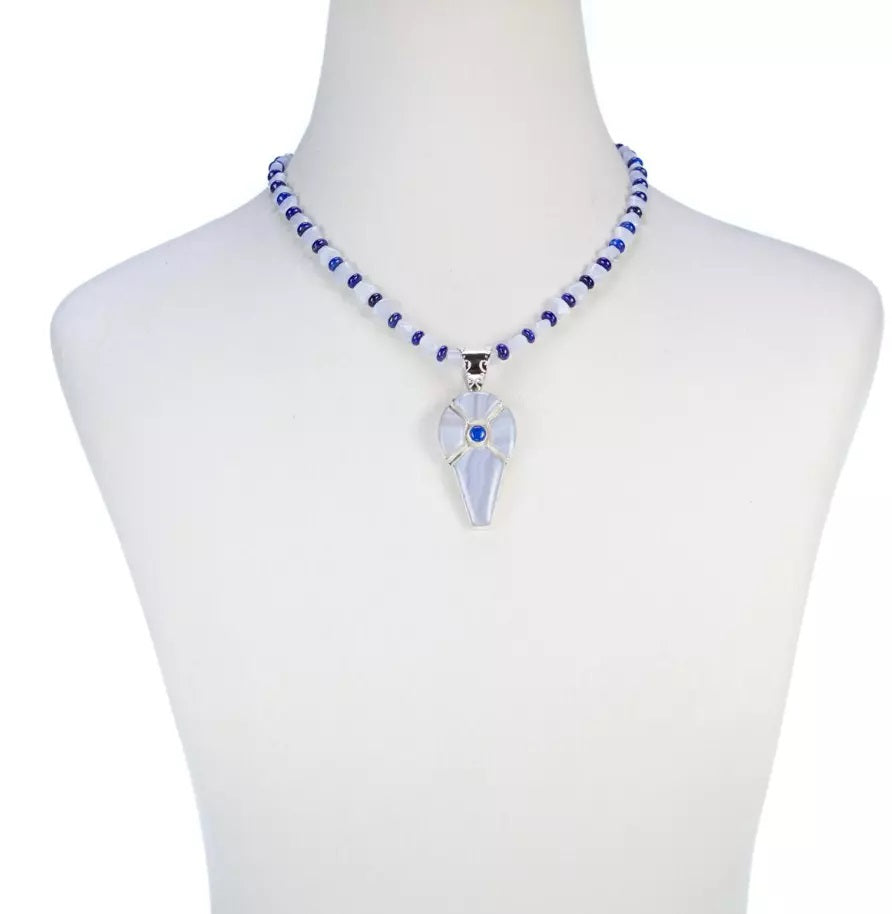 Colgante de ágata azul de encaje de plata esterlina de Jay King con collar de cuentas de 45 cm