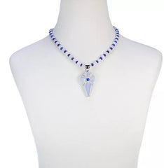 Colgante de ágata azul de encaje de plata esterlina de Jay King con collar de cuentas de 45 cm