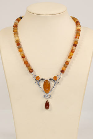 Jay King Sterling Silver MultiColor Carnelian Heart Necklace