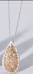 Colleen Lopez Sterling Silver 1/4ctw Champagne Diamond Halo Pear Pendant Necklace, 18"