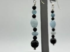 Jay King Sterling Silver Blue & Black Chalcedony Beaded Earrings, 1"