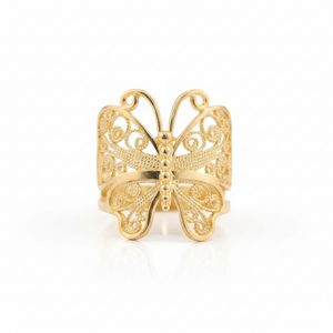 Ottoman Sterling Silver  Goldclad "Butterfly" Ring, Size 7