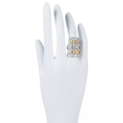 Colleen Lopez Sterling Silver Multi-Sapphire & White Zircon Ring Size 5