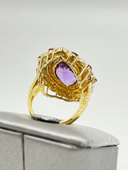 Victoria Wieck Sterling Silver Goldclad Marquise Amethyst & Garnet Ring, Size 6