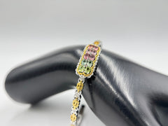 Gems by Michael Sterling Silver Vermeil Multicolor Tourmaline Cuff Bracelet, 6-1/2"