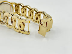 Bellezza Bronze Pave CZ & Pearl Dial Interlocked Watch,