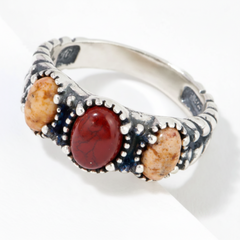 American West Sterling Silver Three Gemstone Friendship Ring, Size 9