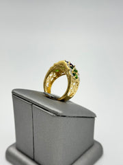 Colleen Lopez Sterling Silver Goldclad Oval Amethyst & Chrome Diopside Ring Size 6 | Elegant Statement Design