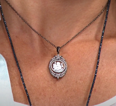 Rarities "Little Angel" Carved Sardonyx Shell Cameo Pendant with Chain