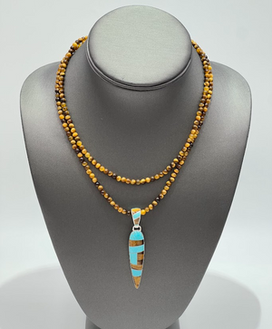 Jay King Sterling Silver Tiger's Eye & Turquoise Beaded Pendant Necklace, 32"