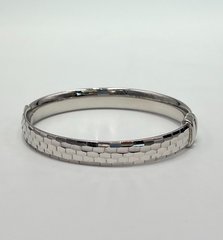 HSN Sterling Silver Mosaic Carve Cuff Bracelet, 6-3/4"