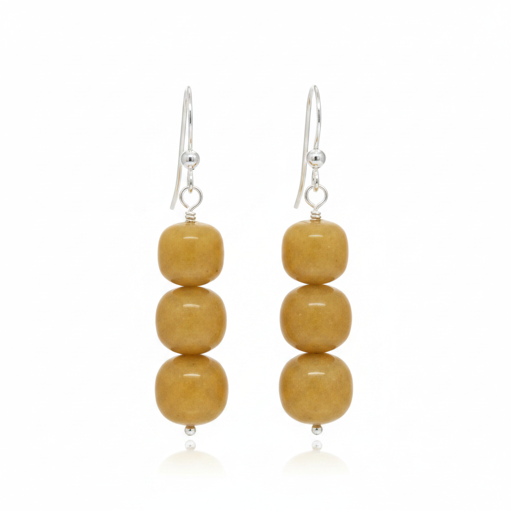 Jay King Sterling Silver Butterscotch Amber Bead Drop Earrings