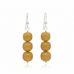 Jay King Sterling Silver Butterscotch Amber Bead Drop Earrings