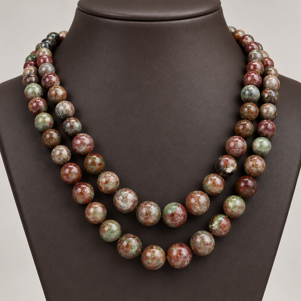 Rarities Sterling Silver Multicolored Garnet 2-Strand Graduated Bead Necklace