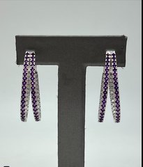 Colleen Lopez Sterling Silver Split Amethyst Hoop Earrings