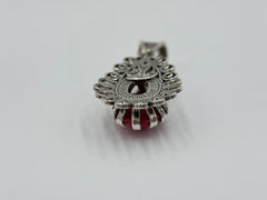 Ottoman Sterling Silver Raspberry Corundum Lead Pendant, 1-1/2"
