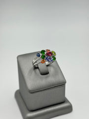 Sheryl Jones Sterling Silver 2.19ctw Multi-Gem Statement Ring Size 8 | Contemporary Color Design