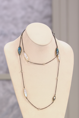 Rarities Sterling Silver Goldclad Moonstone, Labradorite & White Topaz Necklace,  40-1/4"
