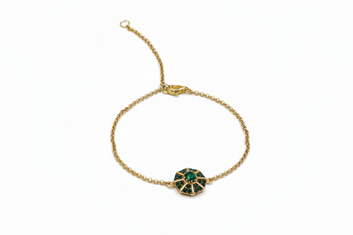 Colleen Lopez Sterling Silver Goldlclad.30ctw Green Diamond Adjustable Bracelet 7"