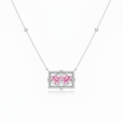 Colleen Lopez Sterling Silver Sapphire Floating Hearts Double Charm Necklace 18"