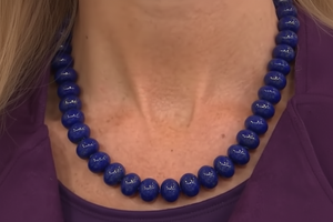 Rarities Sterling Silver GoldPlated Lapis Rondelle Beaded Necklace,  20"