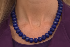 Rarities Sterling Silver GoldPlated Lapis Rondelle Beaded Necklace,  20"
