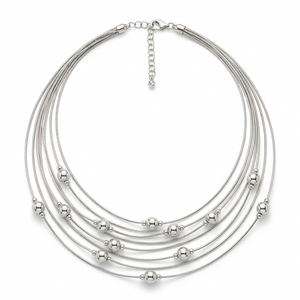 Bianca Milano Sterling Silver Multistrand Beaded Station Necklace
