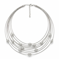 Bianca Milano Sterling Silver Multistrand Beaded Station Necklace