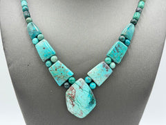 Jay King Sterling Silver Chrysocolla Station Necklace 18” | Artisan Southwestern Statement