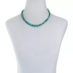 Jay King Sterling Silver Gold Color Matrix Turquoise Bead Necklace 18"