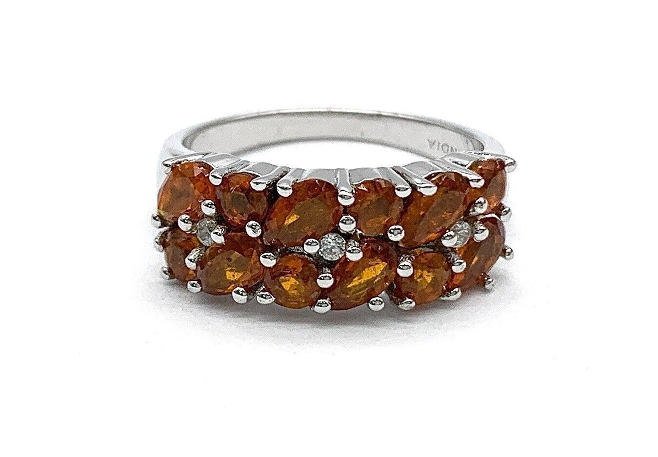 HSN Sterling Silver 2-row Citrine Ring. Size 7
