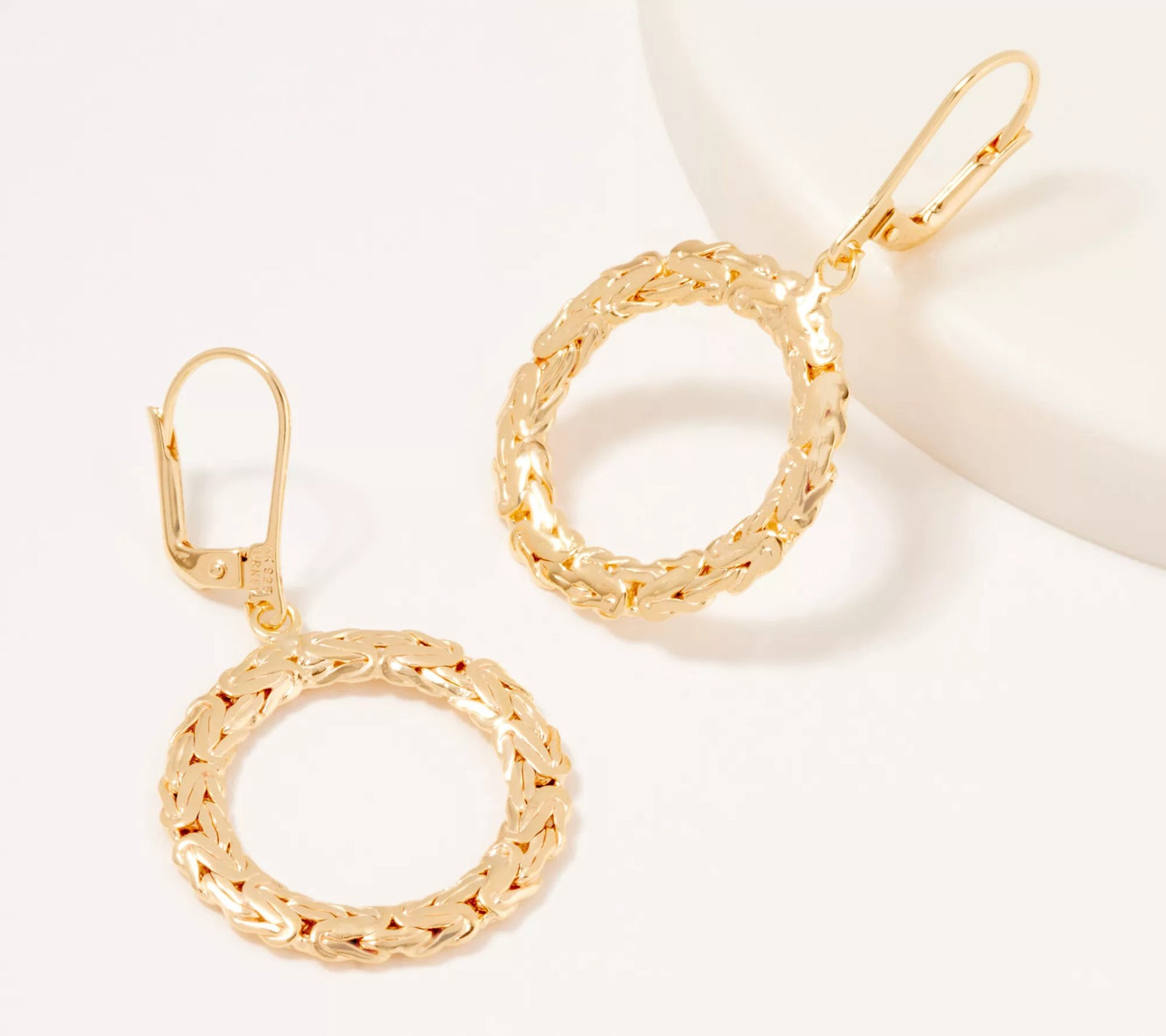 Sterling silver, 14K Yellow Gold Byzantine Circle Hoop Earrings by Silver Style