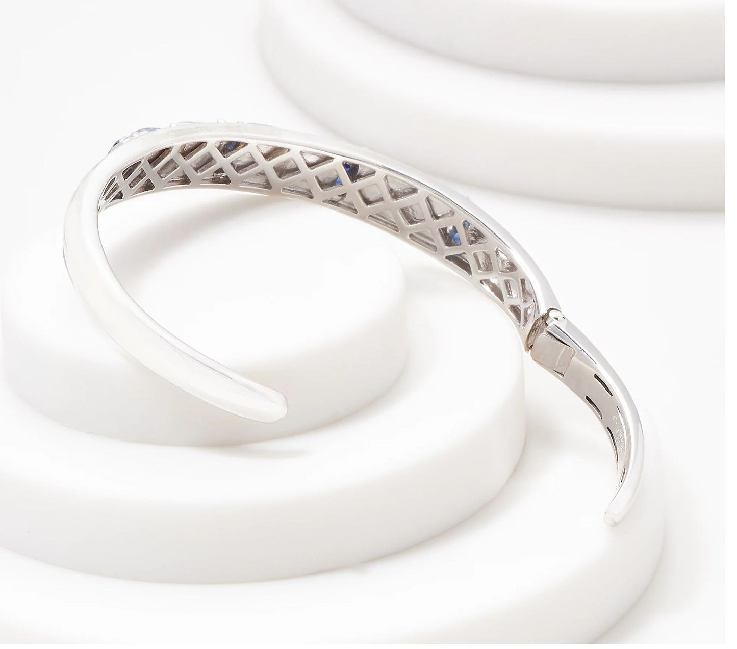 Vault Sterling Silver Blue Moonstone & Sapphire Cuff Bracelet. 6-3/4"