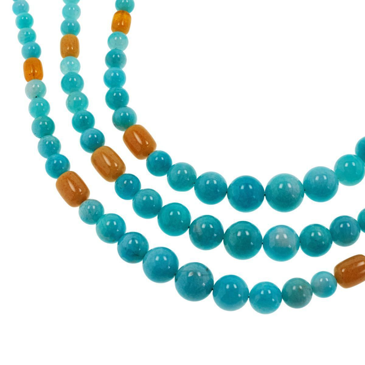 Jay King Sterling Silver Amazonite and Butterscotch Bead 18" Necklace